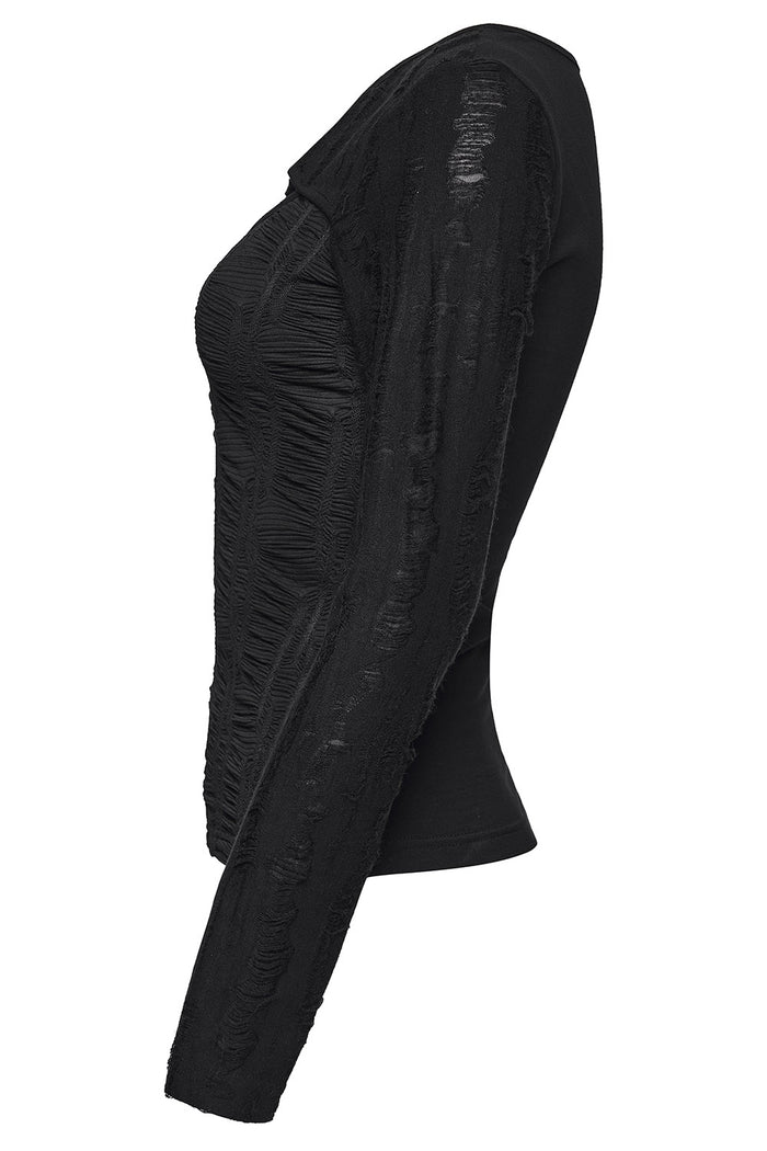 black grunge long sleeve gothic top