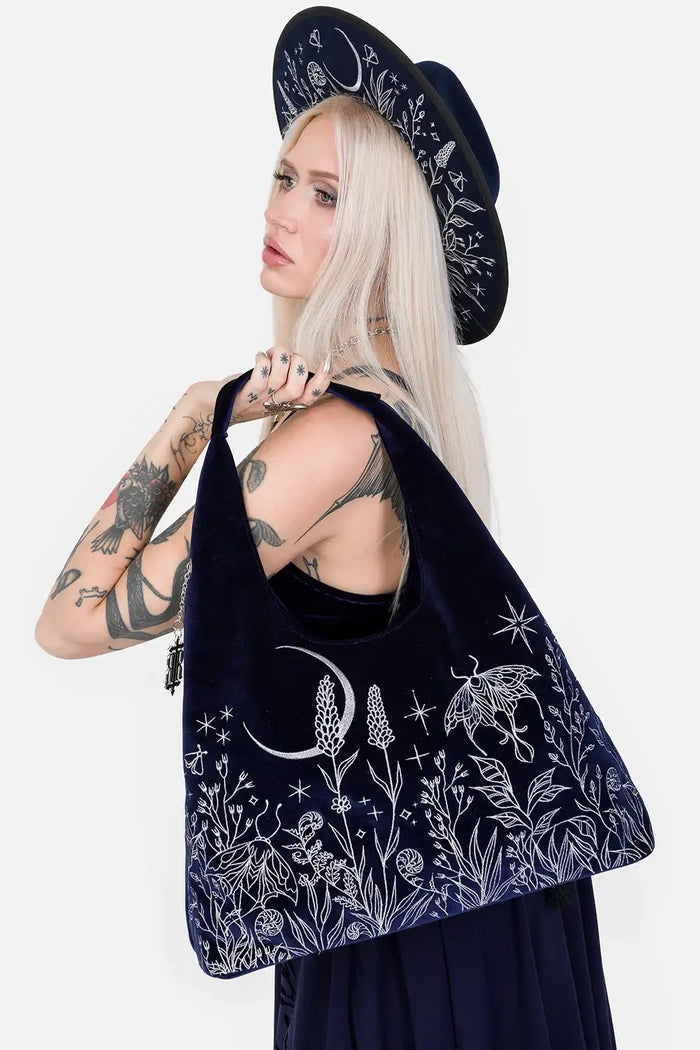 embroidered moth handbag