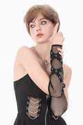 long black punk fishnet gloves