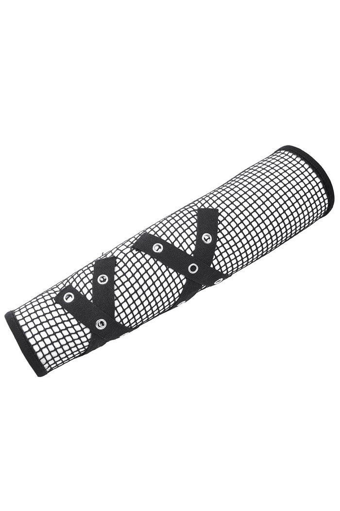 grunge goth long black punk fishnet gloves