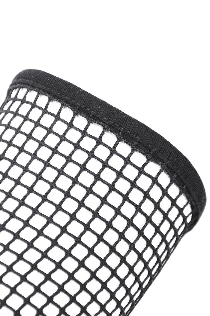 long black punk fishnet gloves with eyelets