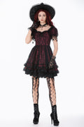 black and red sweetheart neckline dress