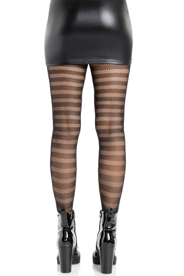 Punk fashion stockings with horizontal black striping