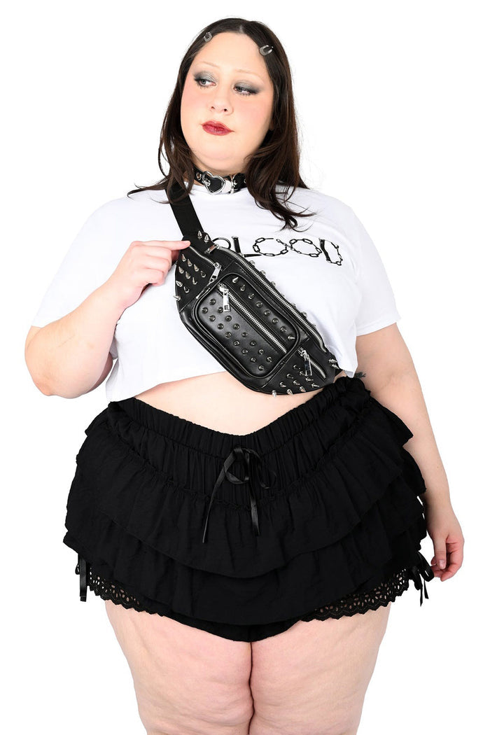 black vegan leather studded fanny pack bag by foxblood