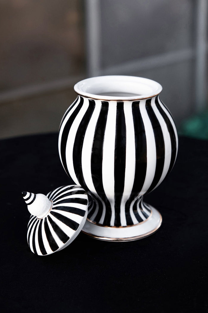 steampunk striped tea bag jar holder