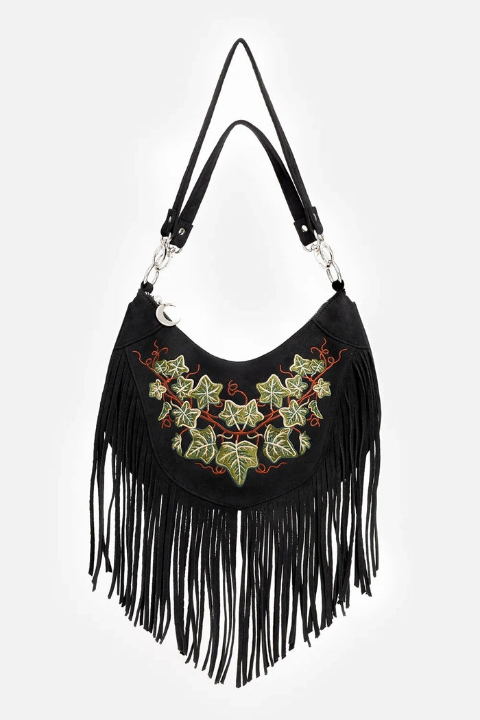 small black boho goth hobo bag