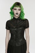 womens button-up short sleeve punk top