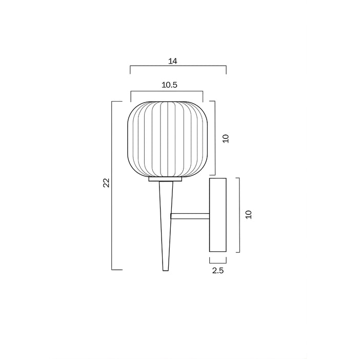 Line Drawing Telbix Bobo 1 Wall Light Black  BOBOWB1-BKSM - The Blue Space