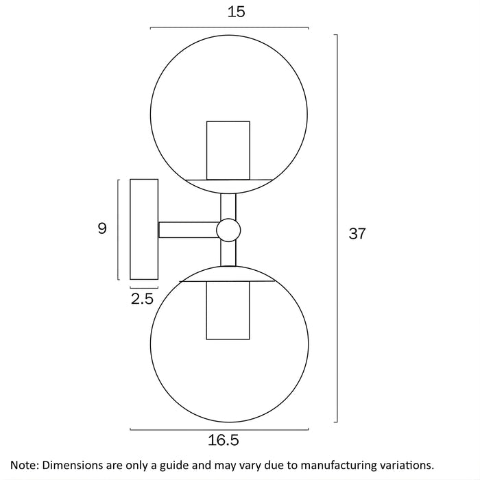Line Drawing Telbix Eterna 2 Wall Light Black Clear  ETERNAWB2-BKCL - The Blue Space