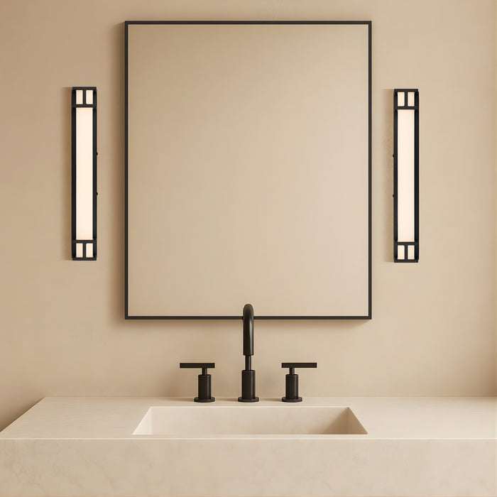 Bathroom Telbix Gilson 40 Vanity Wall Light Black  GILSONWB40-BK3C - The Blue Space