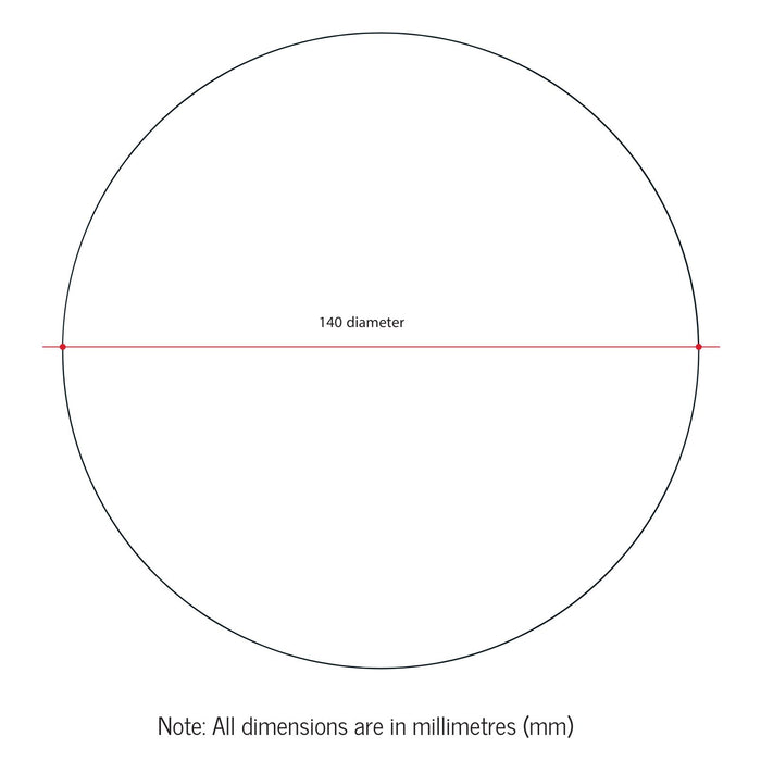 Technical Drawing Thermogroup Ablaze 3x 140mm Round Magnifying Mirror with Clip RM1403C - The Blue Space