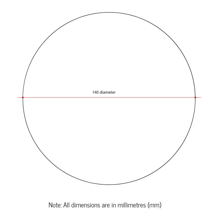 Technical Drawing Thermogroup Ablaze 3x 140mm Round Magnifying Mirror with magnet and 140x400mm metal strip RM1403M - The Blue Space