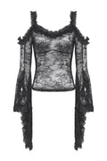 gothic lace long sleeve flared top