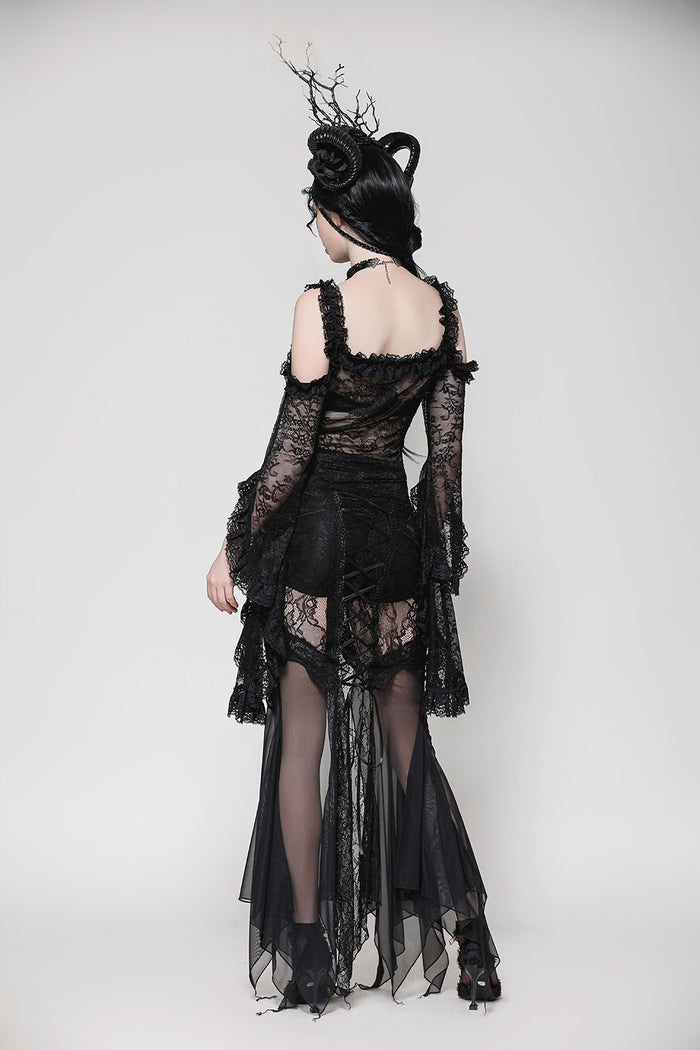 could shoulder romantic goth top