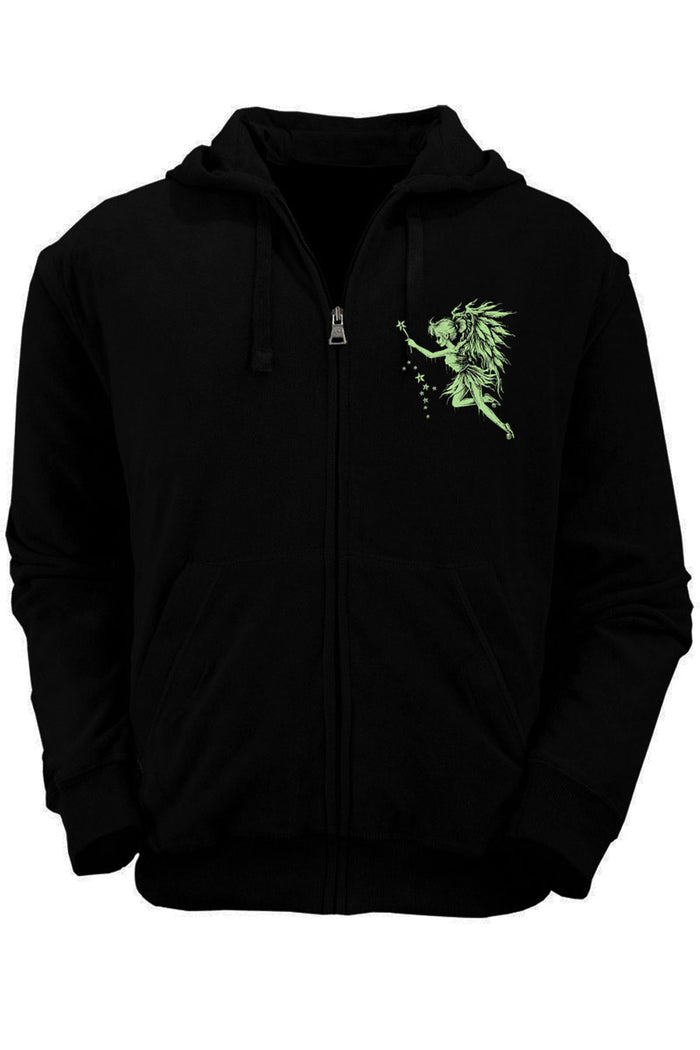 dark fairycore gothic fairy wings hoodie jacket with fairy on front