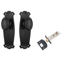 TradCo Bungalow Door Knob Long Backplate Passage Set Matte Black 9630KPASS60 - The Blue Space