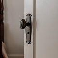 Detail TradCo Bungalow Door Knob Long Backplate Privacy Set Antique Brass 0830KPRIV60 - The Blue Space