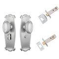 TradCo Bungalow Door Knob Long Backplate Privacy Set Satin Chrome 0870KPRIV60 - The Blue Space