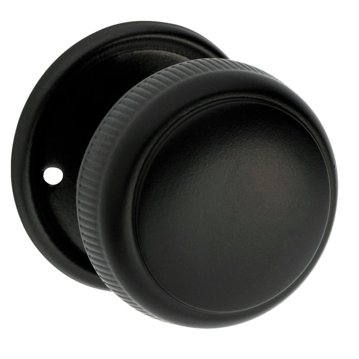 Tradco Large Milled Edged Mortice Knob Round Rose Matte Black Sdg 0929 - The Blue Space