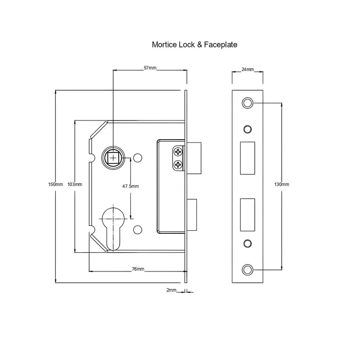 Mortice Lock TradCo Menton Lever Long Backplate Entrance Set with High Security Lock Chrome Plated 0684KENTREURO57KK - The Blue Space