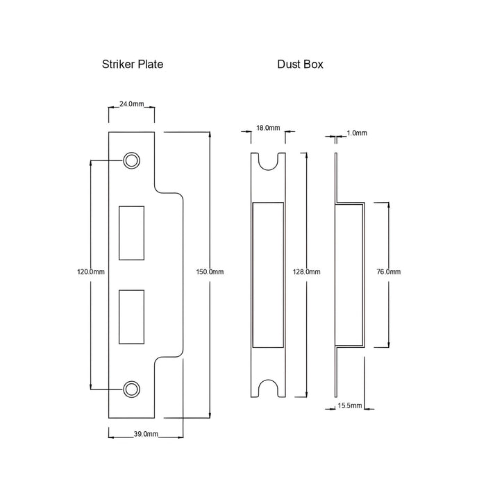 Striker Plate TradCo Menton Lever Long Backplate Entrance Set with High Security Lock Chrome Plated 0684KENTREURO57KK - The Blue Space