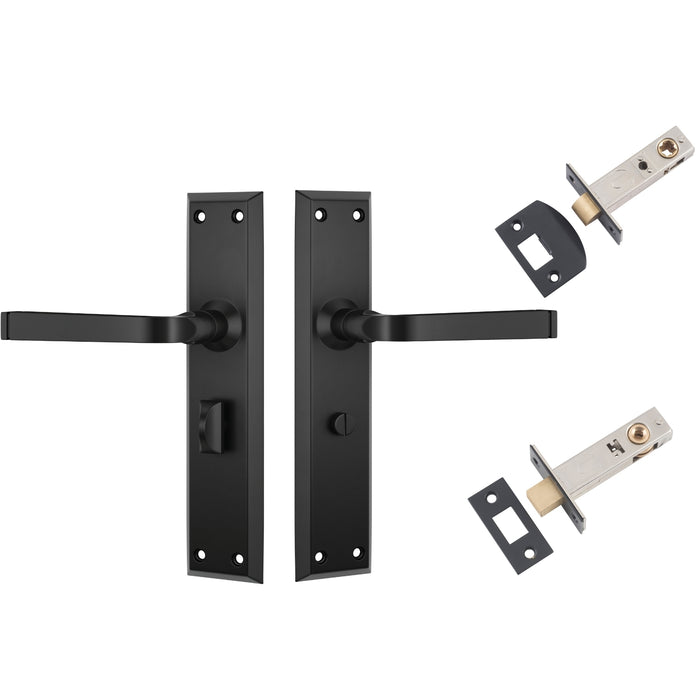 TradCo Menton Lever Long Backplate Privacy Set Matte Black 9626KPRIV60 - The Blue Space
