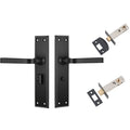 TradCo Menton Lever Long Backplate Privacy Set Matte Black 9626KPRIV60 - The Blue Space