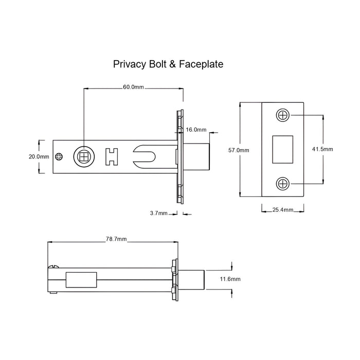 Privacy Bolt TradCo Menton Lever Long Backplate Privacy Set Matte Black 9626KPRIV60 - The Blue Space