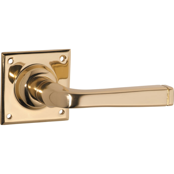 Tradco Menton Lever Square Rose Polished Brass Sdg 0677 - The Blue Space