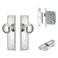 TradCo Milton Door Knob Long Backplate Entrance Set with High Security Lock Chrome Plated 0732KENTREURO57KK - The Blue Space