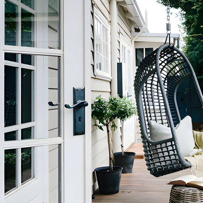 Lifestyle TradCo Milton Lever Long Backplate Entrance Set with High Security Lock Matte Black 9610KENTREURO57KK - The Blue Space