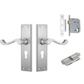 TradCo Milton Lever Long Backplate Entrance Set with High Security Lock Satin Chrome 0794KENTREURO57KK - The Blue Space