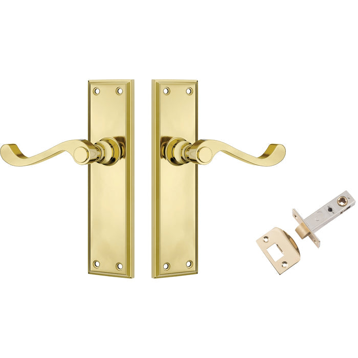 TradCo Milton Lever Long Backplate Passage Set Polished Brass 1004KPASS60 - The Blue Space