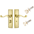TradCo Milton Lever Long Backplate Privacy Set Polished Brass 1004KPRIV60 - The Blue Space