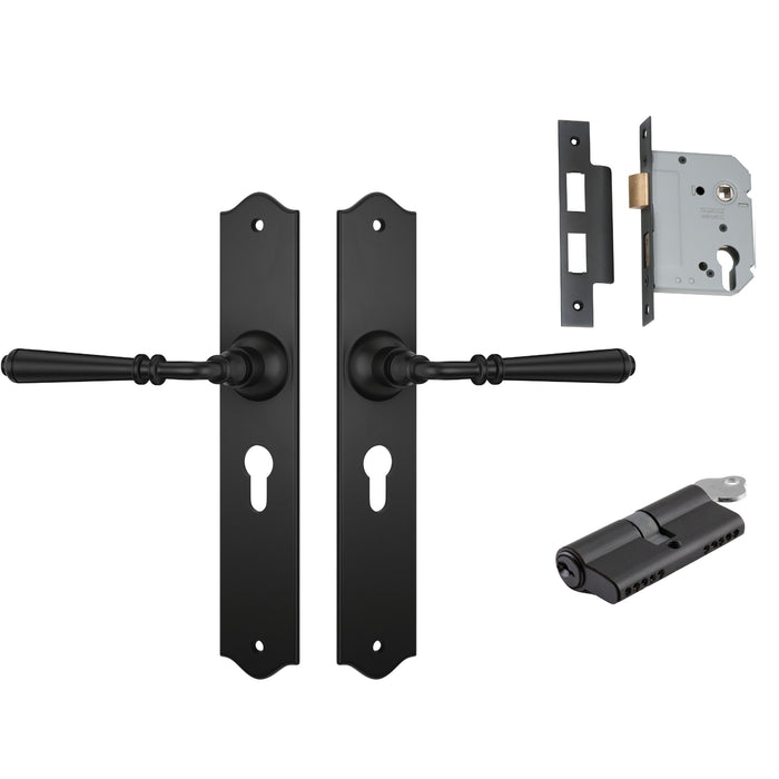 TradCo Reims Lever Long Backplate Entrance Set with High Security Lock Matte Black 9620KENTREURO57KK - The Blue Space