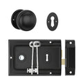TradCo Rim Lock and Milled Edge Knob Passage Set Matte Black 0928-2013SET - The Blue Space