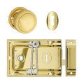 TradCo Rim Lock and Milled Edge Knob Passage Set Polished Brass 1021-2002SET - The Blue Space
