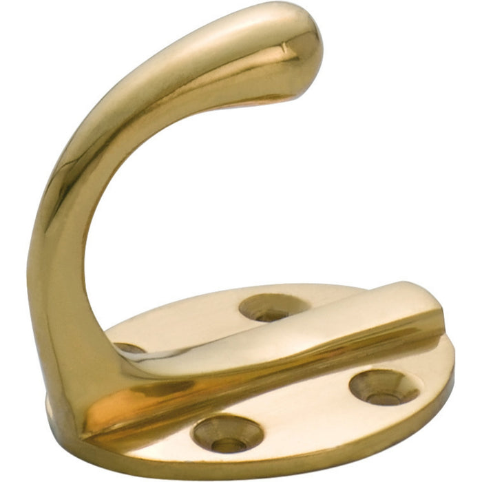 Tradco Single Robe Hooks Oval Backplate Polished Brass 3923 - The Blue Space