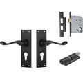 TradCo Victorian Lever Long Backplate Entrance Set with High Security Lock Antique Copper 0902KENTREURO57KK - The Blue Space