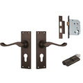 TradCo Victorian Lever Long Backplate Entrance Set with High Security Lock Antique Brass 0782KENTREURO57KK - The Blue Space