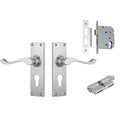 TradCo Victorian Lever Long Backplate Entrance Set with High Security Lock Satin Chrome 0912KENTREURO57KK - The Blue Space