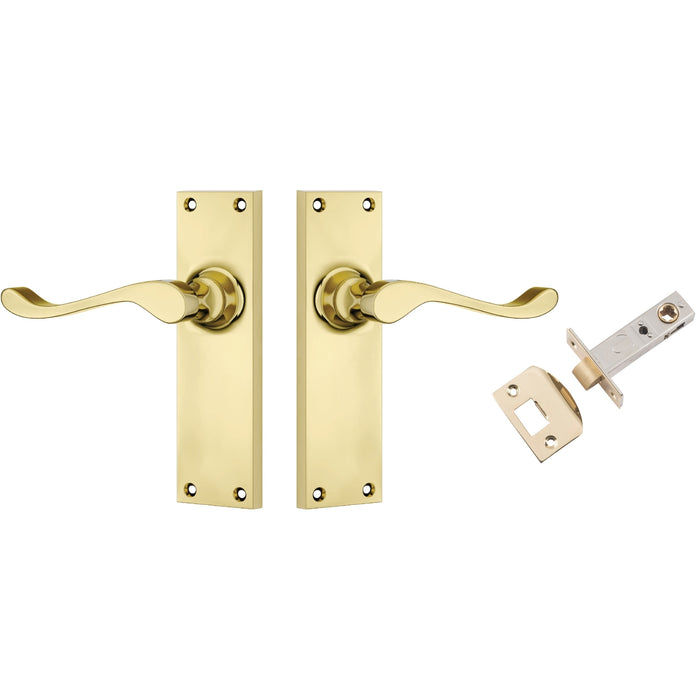 TradCo Victorian Lever Long Backplate Passage Set Polished Brass 1037KPASS60 - The Blue Space