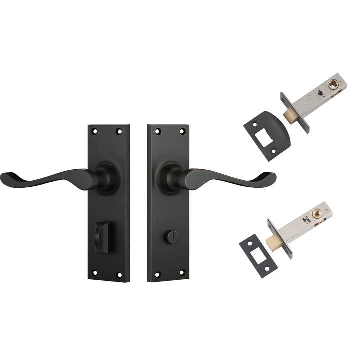 TradCo Victorian Lever Long Backplate Privacy Set Antique Copper 0902KPRIV60 - The Blue Space