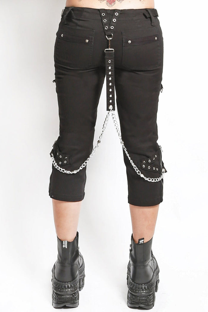 tripp nyc punk capri pants with straps and studs
