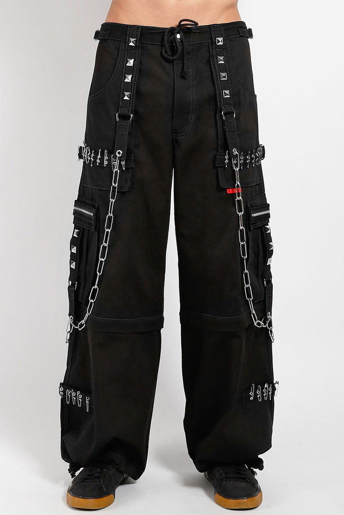 mens studded black cotton baggy cargo pants