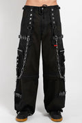 mens studded black cotton baggy cargo pants