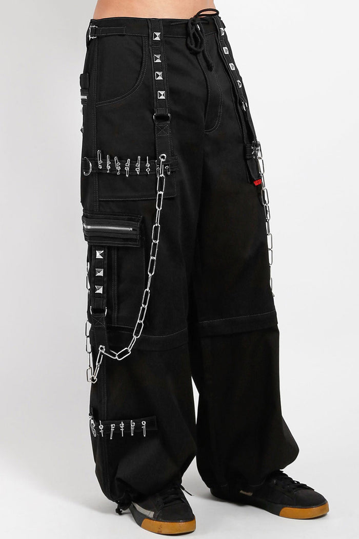 mens studded black cotton baggy cargo pants