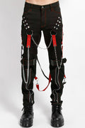 punk studded red and black tripp NYC straight-leg pants