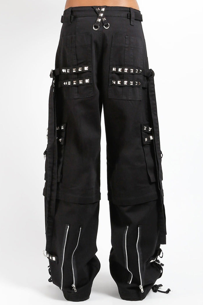 metal skull black pants for men