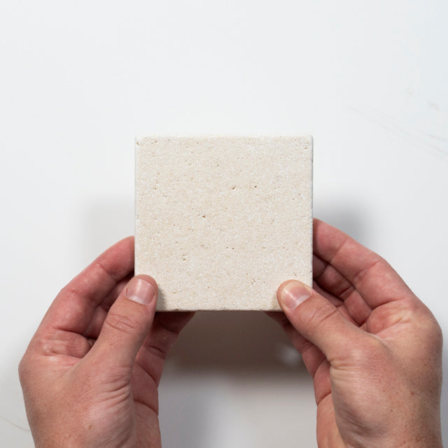 Tumbled Natural Beige Travertine Square Tile 100mm x 100mm